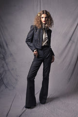 short denim jacket set with studs