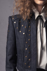 short denim jacket with studs