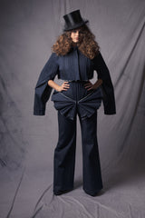 Dark blue denim set with ribbed corset