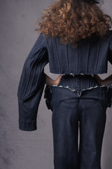 ribbed denim set with corset