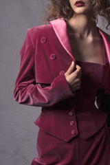 short velvet jacket with six buttons