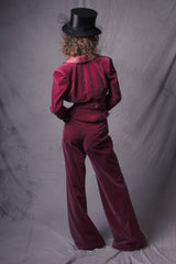 raspberry pink velvet suit set for women