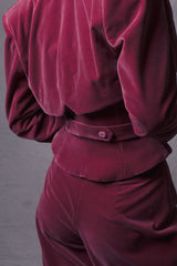 MIDNIGHT RASPBERRY BUTTONED VELVET CORSET