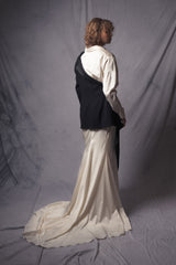 asymmetric design oversized black jacket