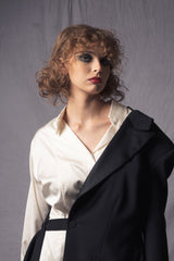 asymmetric design oversized black jacket