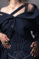 off shoulder oversized denim shirt