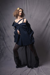 transparent black silk Palazzo trousers