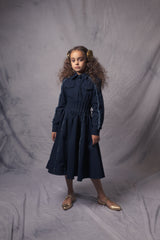 midi denim shirt dress for kids