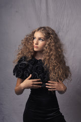 silk velvet crop top with velvet roses handcrafted aristocrat kids