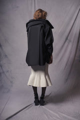 black oversized shirt with asymmetric straps