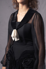 Sleek black fitted dress in 1920's style
