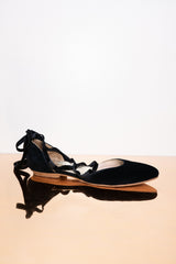 Deep Black Velvet Antoinette Ballerinas