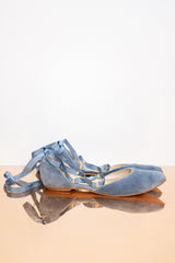 Pigeon blue Velvet Antoinette Ballerinas