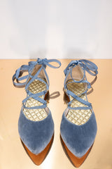 Pigeon blue Velvet Antoinette Ballerinas
