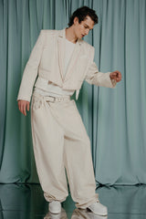 couture clothing Oversized baggy fit skater type pants with a matching fabric belt