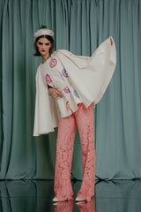 luxury kids clothing Luxurious volume cape with folds down the shoulder line.