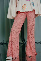 Elegant flared guipure lace trousers kids clothing for occasions