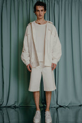 couture clothing An oversize denim jacket, a padded silk lining