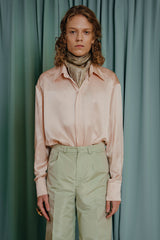 Loose fit silk satin shirt couture clothing