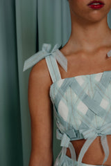 weaved silk details , croppped top , couture clothing for kids