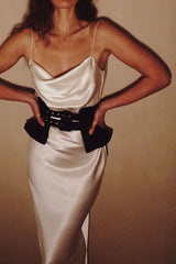 Queen of Gems Pearl White Silk Bias Cut Long Nightgown