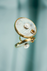 ring with pearl and amber