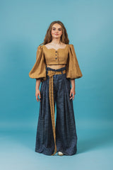 DEEP WATER LINEN/SILK TROUSERS