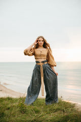 DEEP WATER LINEN/SILK TROUSERS