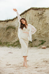 Gracious soft white, transparent organza blouse without buttons.