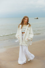 Lightweight, relaxed-fit wide-leg linen trousers with an adjustable linen belt.