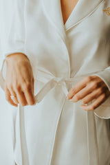 EMPRESS MARIA PEARL WHITE SILK JACKET WITH BELT