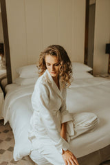 EMPRESS MARIA PEARL WHITE SILK JACKET WITH BELT