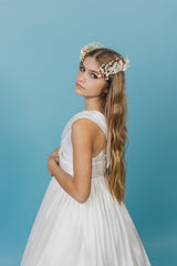 Magnificent soft white empire-style ball gown.