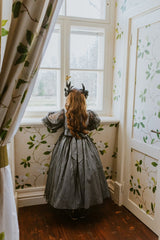 Imperial silk black swan maxi dress.