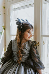 Imperial silk black swan maxi dress.