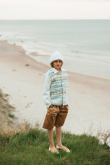 Relaxed-fit, wide-leg cotton shorts with front button closure.