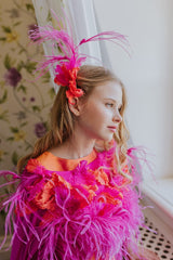 Exquisite cadmium taffeta empire gown.