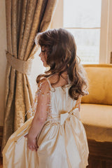 Magnificent golden silk taffeta ball dress.