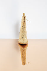 Expressive genuine leather golden block heel boots