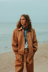 Exceptional, warm cotton bomber jacket with a wing collar.