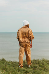 Exceptional, warm cotton bomber jacket with a wing collar.