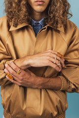 Exceptional, warm cotton bomber jacket with a wing collar.