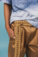 Elegant handcrafted crochet raffia belt.