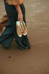 Unique Handcrafted cotton Espadrilles, with handmade raffia crochet.