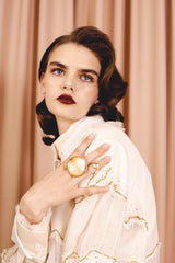 Dreamy gold-plated sterling silver ring with a transparent natural crystal