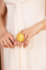 Gold-plated sterling silver statement ring with an oversized amber.