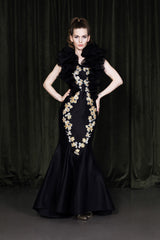 Fabulous mermaid gown like no other, hand appliquéd in Luneville technique