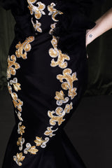 Fabulous mermaid gown like no other, hand appliquéd in Luneville technique