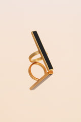 Elegant gold-plated sterling silver ring with onyx.