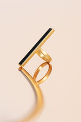 Elegant gold-plated sterling silver ring with onyx.